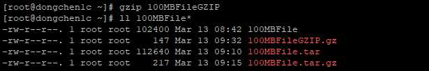 使用 gzip 命令来压缩文件
