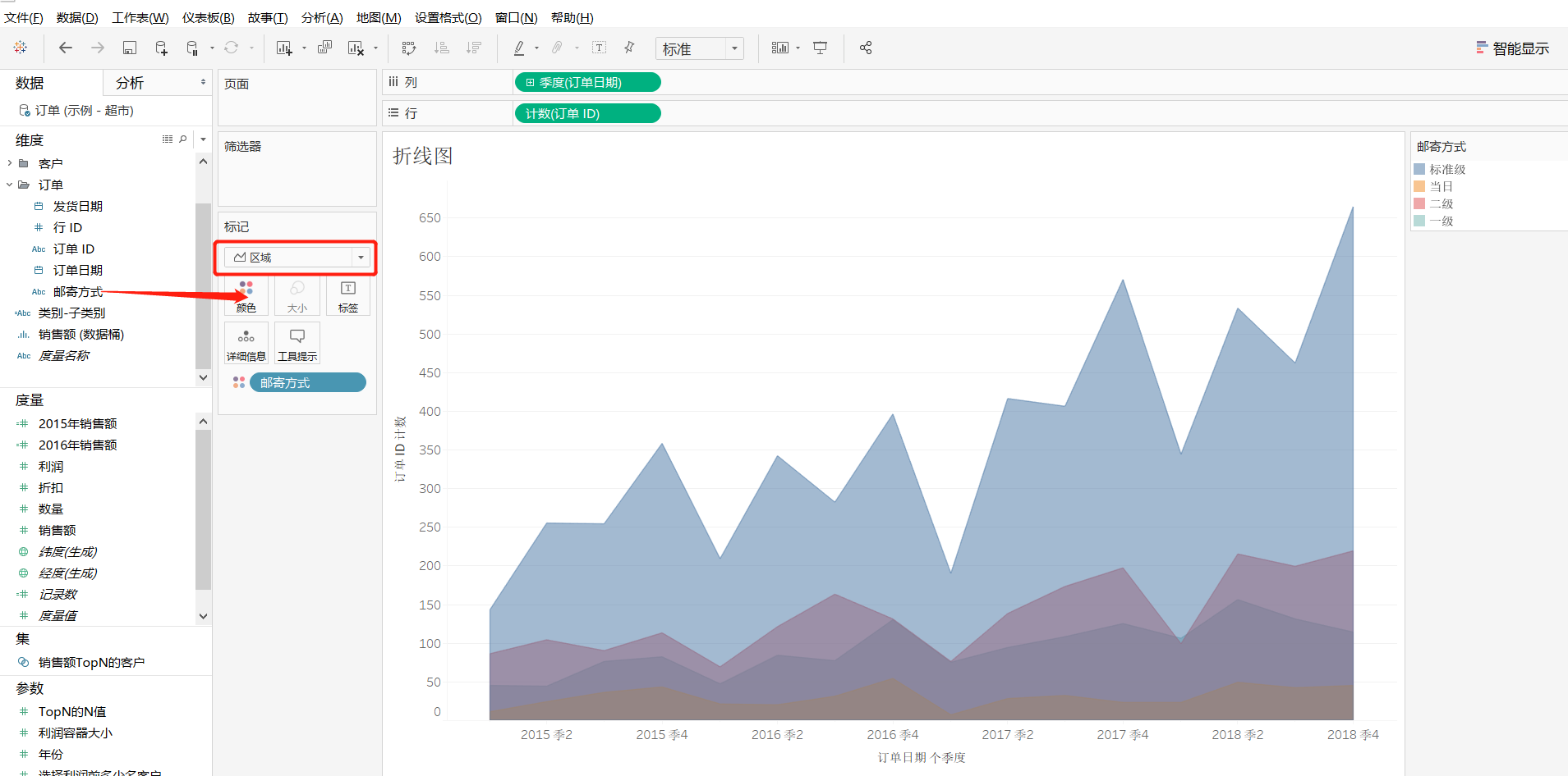 tableau图表3区域图面积图折线图