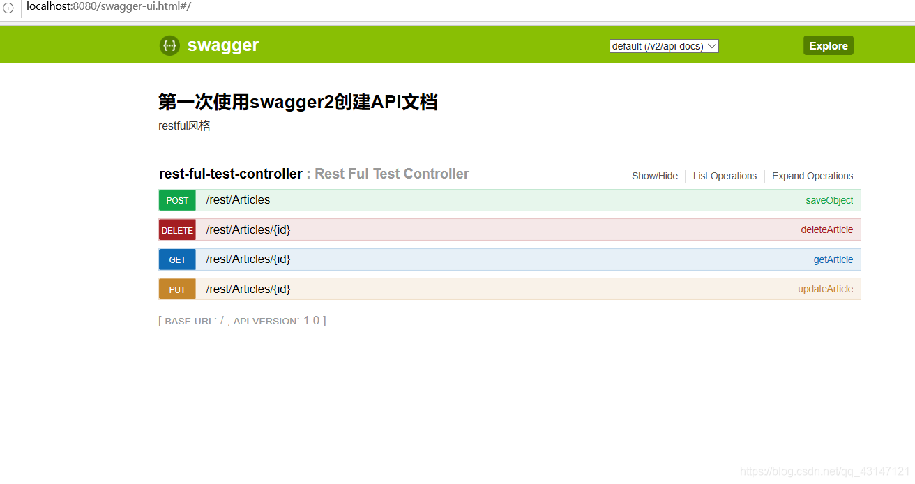 生成的api文档打开链接http://localhost:8080/swagger-ui.html#/