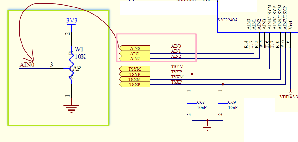 s3c2440的ADC硬件原理图