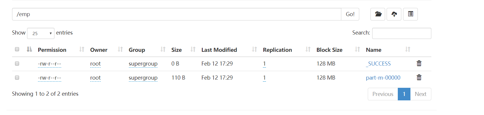 将MySql中emp表导入到HDFS的指定目录