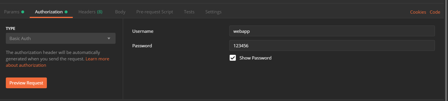 Authorization选项卡
