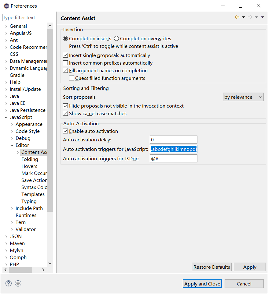 eclipse or Myeclipse code automatic prompt function setting two methods ...