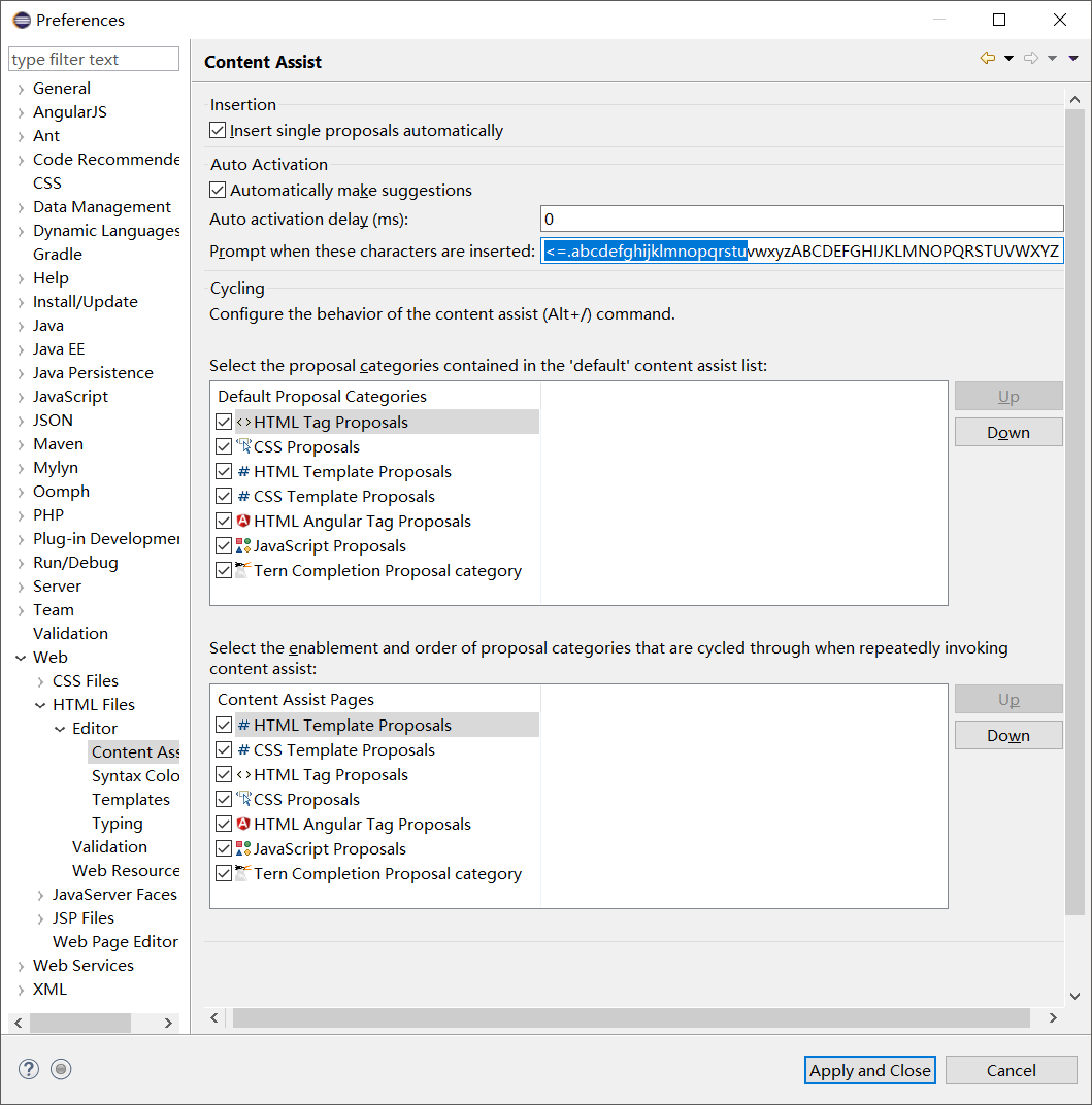 eclipse or Myeclipse code automatic prompt function setting two methods ...