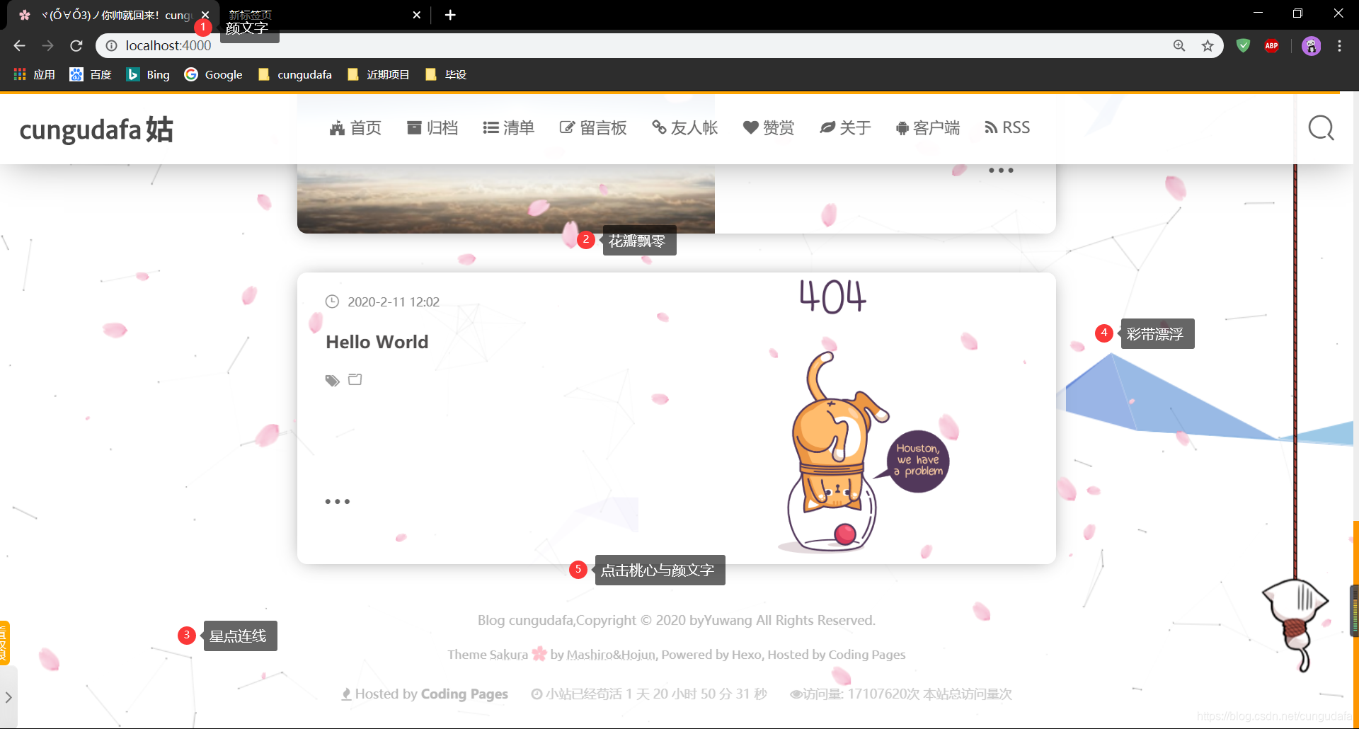 Hexo Sakura 背景动画 壁纸 通讯栏 自定义样式 Cungudafa的博客 Csdn博客