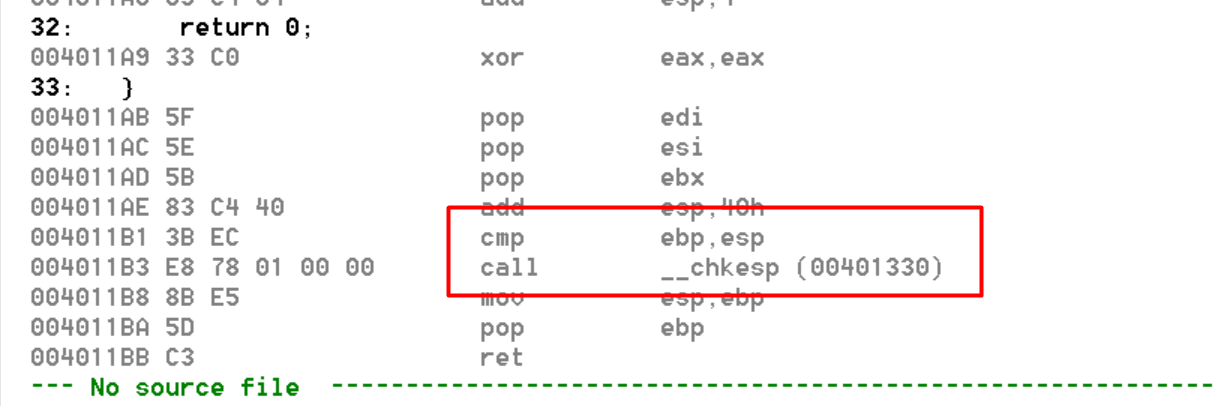 C和汇编混合编程--------函数调用后ebp、esp值问题