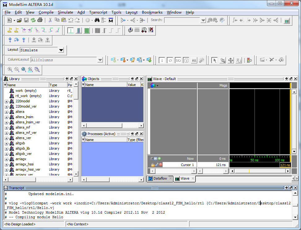 modelsim altera no design loaded