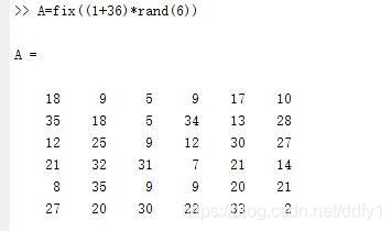 图为1到36的整数6*6随机矩阵