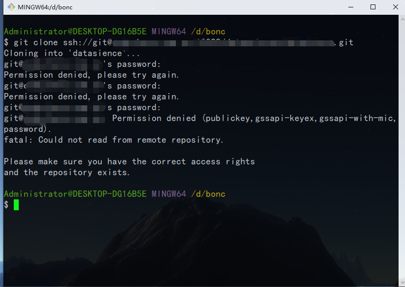 git 克隆代码不成功，提示Permission denied，publickey的解决办法_git clone用户名密码正确,但是克隆不成功