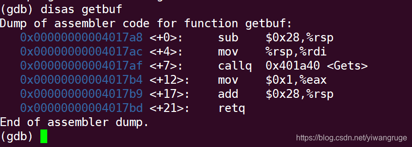 disas getbuf