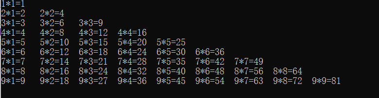 【假期练习2.18】乘法口诀表