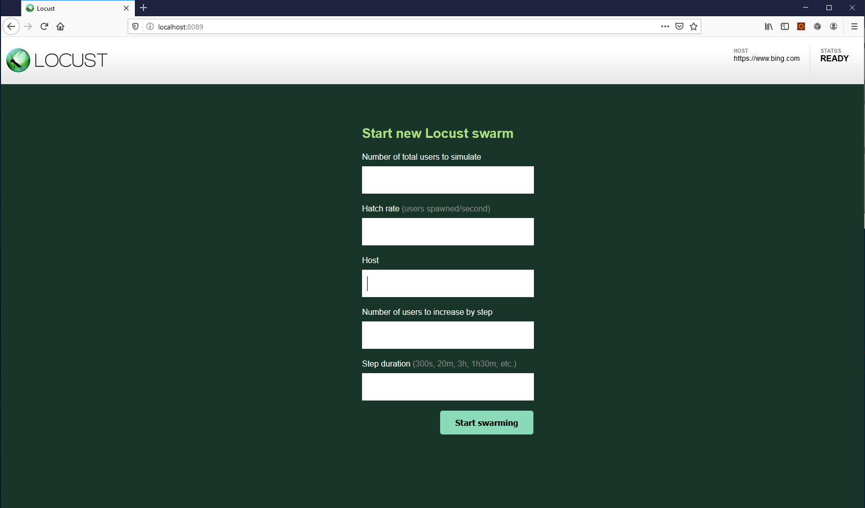Locust UI Step Load Mode