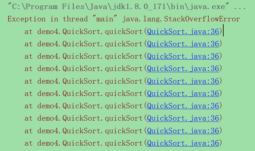 快排时栈溢出异常Exception in thread "main" java.lang.StackOverflowError_栈溢出报错