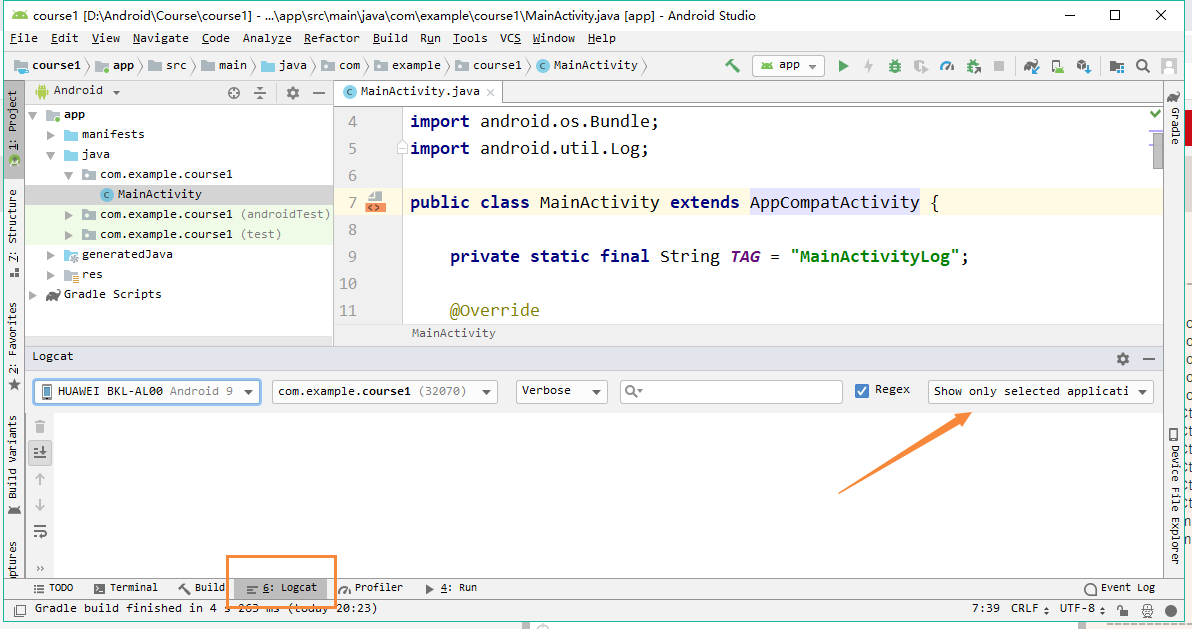 android studio logcat filter on tag