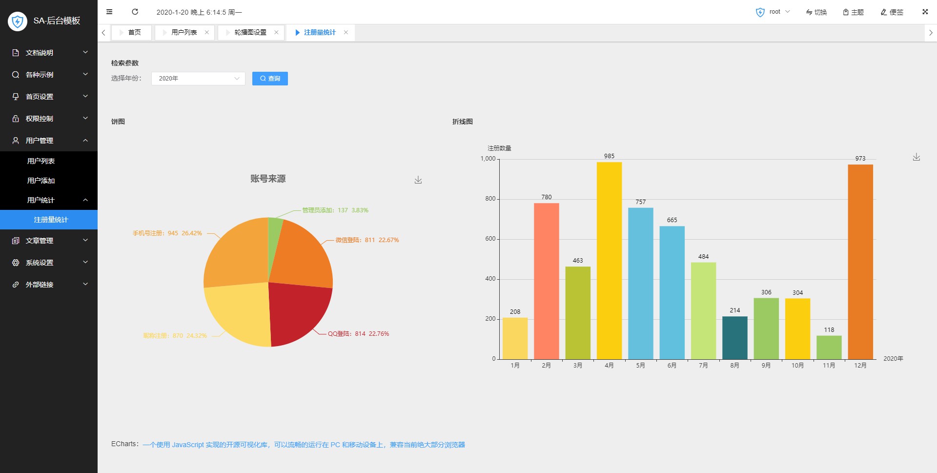 sa-admin 一个多窗口后台模板，流畅、易上手、提高生产力