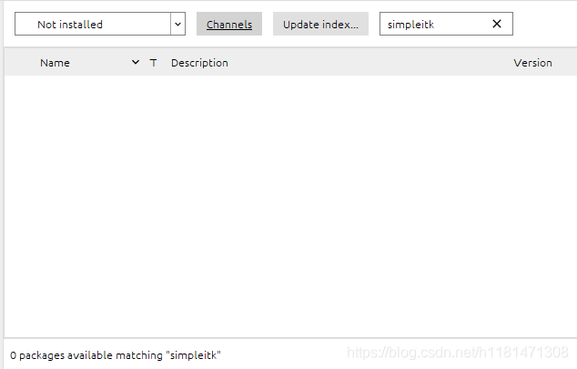 Anaconda Navigator中搜索simpleitk显示 0 packages