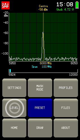 FIG 6. SC into the menu LEVEL