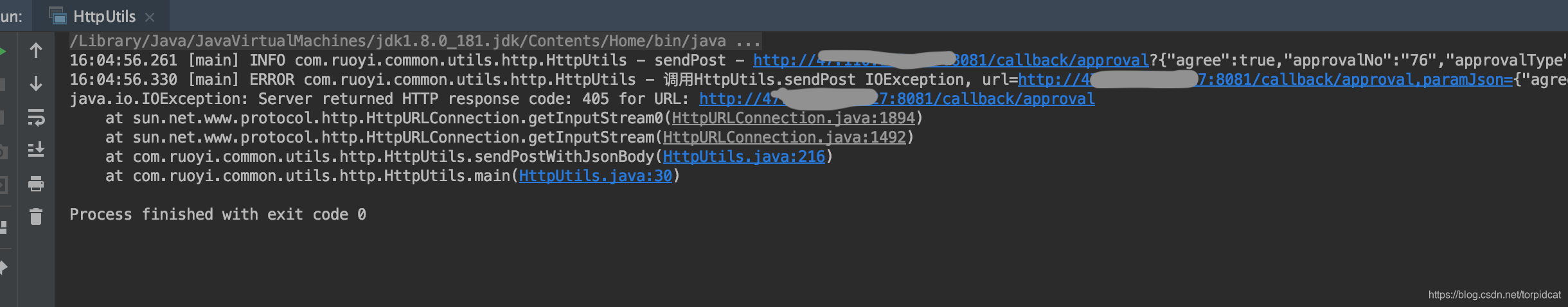 java.io.IOException: Server returned HTTP response code: 405 for URL ...