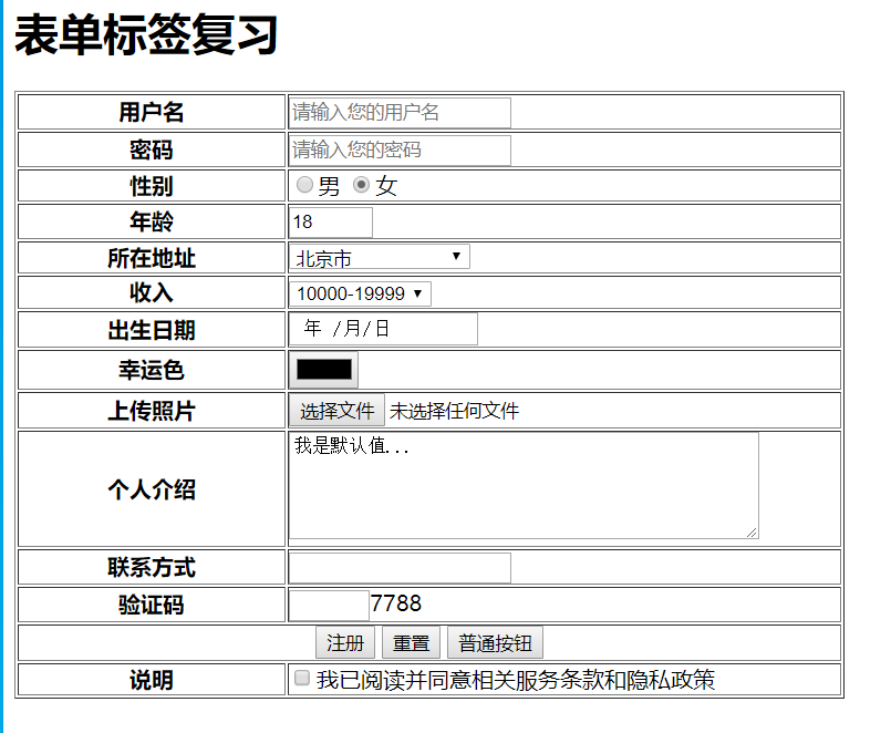 复习html中的表单form标签
