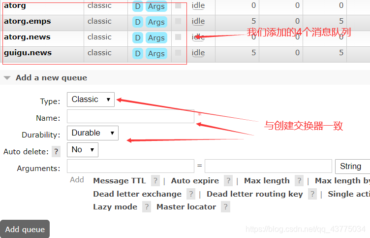 添加4个消息队列