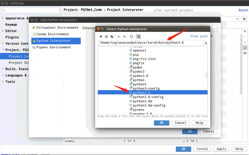 pycharm安装conda的torch包的解释器