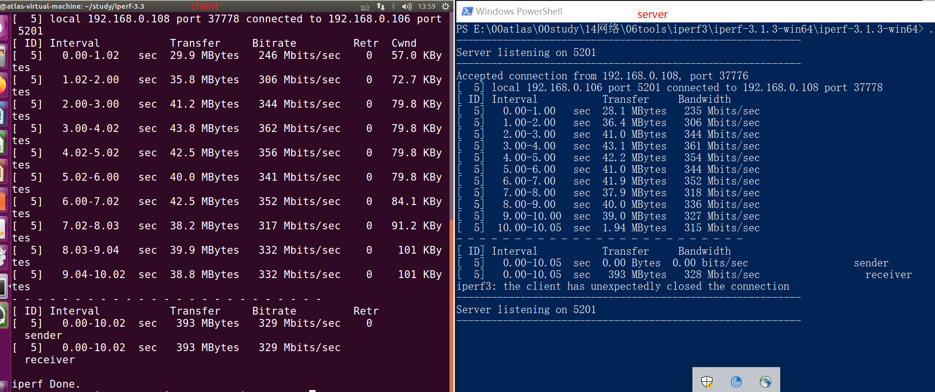 iperf  网络带宽测试工具使用