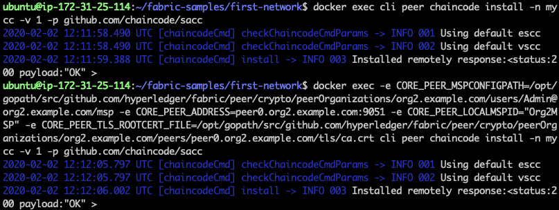 [外链图片转存失败,源站可能有防盗链机制,建议将图片保存下来直接上传(img-kOzPUU3j-1582514440643)(fabric-2.0-chaincode-operation/install-1.4.4.png)]