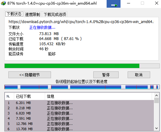 pip安装pytorch cpu 附上whl文件