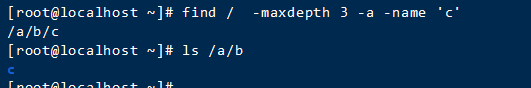 -maxdepth：按深度查找，- maxdepth  3：/ 目录下3级目录查找，-a：and和的意思