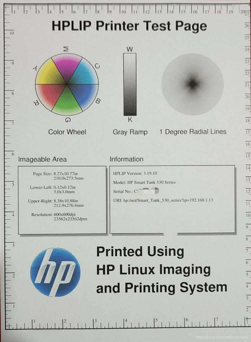 HPLIP Test Page HP Smart Tank 531