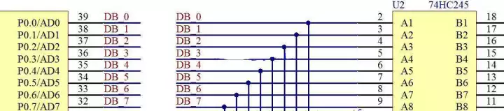 Figure 3-14 Connection between the single chip microcomputer and 74HC245