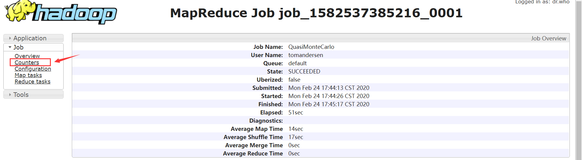 查看Job的Counter统计信息