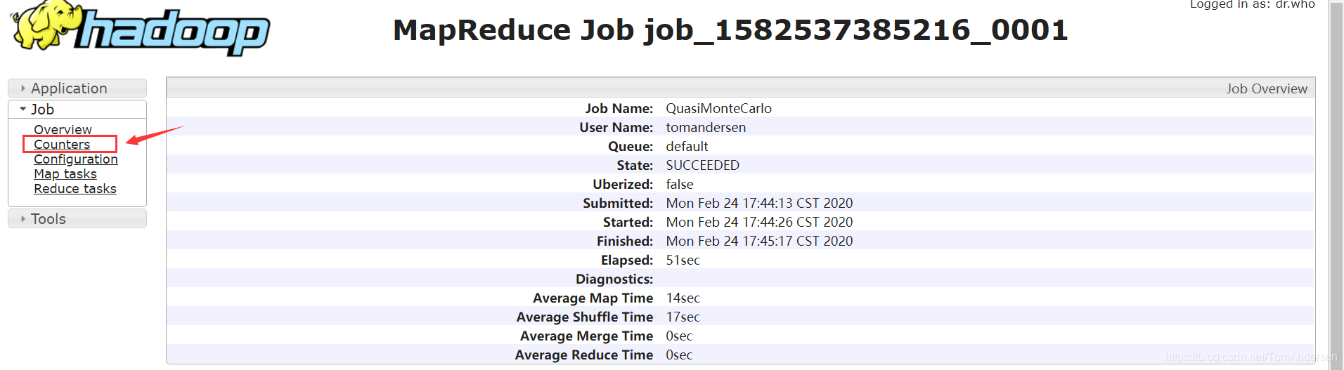 查看Job的Counter统计信息