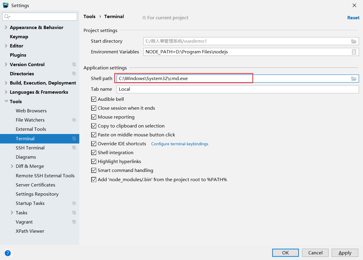 webstorm opening directory through webstorm terminal