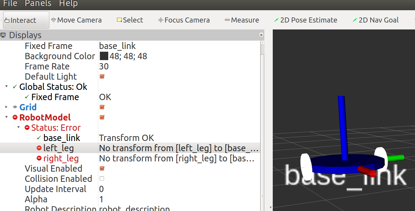 ROS rviz gazebo No transform from [left_leg] to [base_link] 灰信网（软件开发博客聚合）