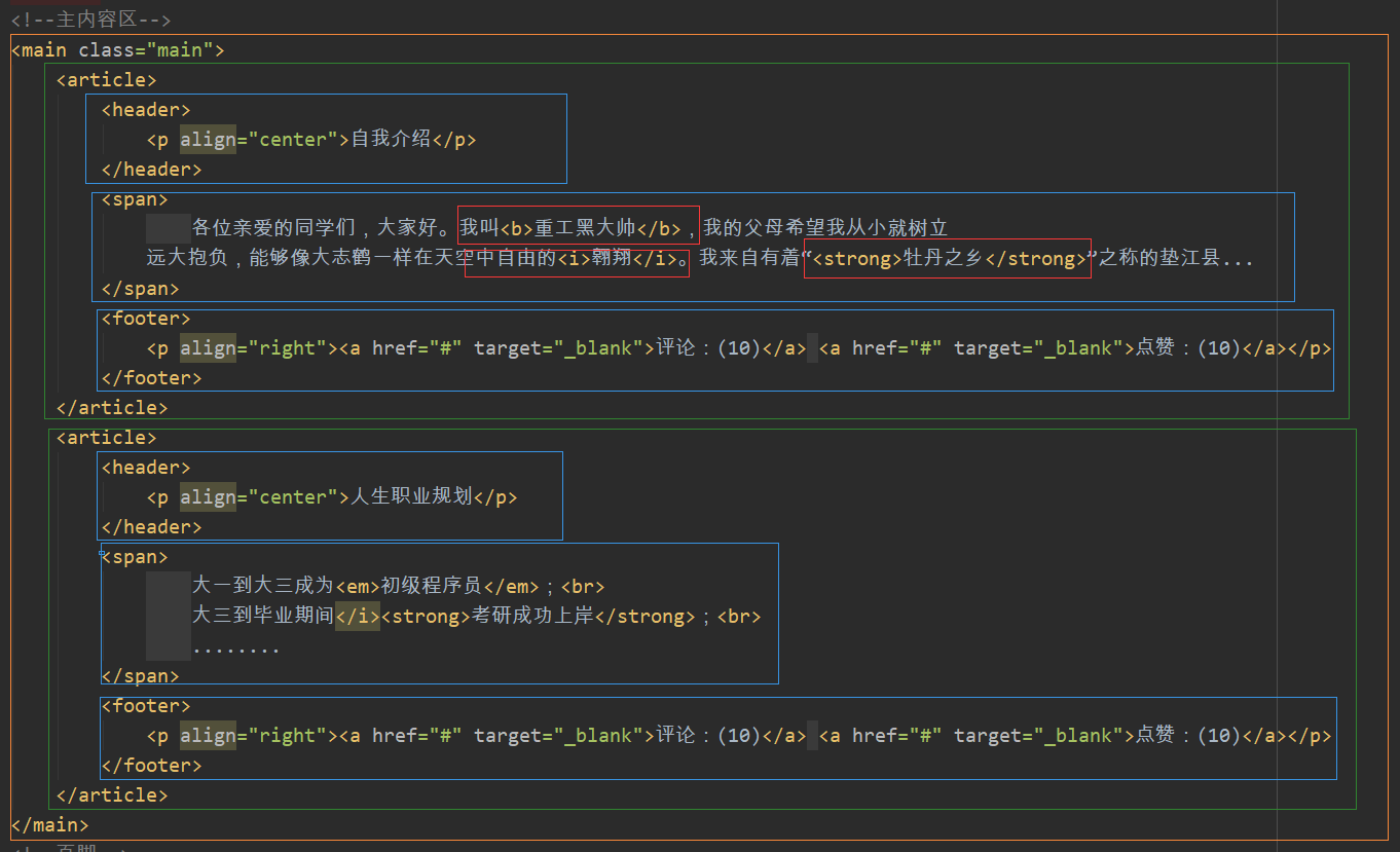 HTML5新特性之标签使用：header、nav、aside、main、footer......_html header main ...