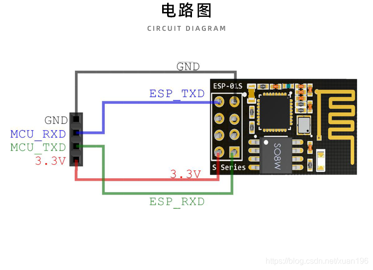 esp8266串口转wifi模块的连接图