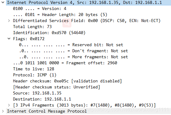 IP Fragmentation：Last Fragment