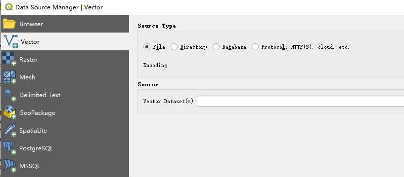 qgis data source manager