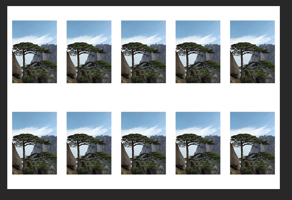 photoshop中如何在6寸相纸上打印1寸照片10张2X5模式（自动填充模式）