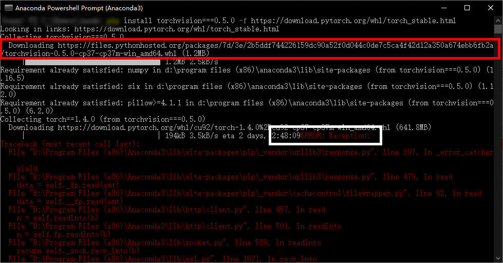 下载1.4.0版本的torch时出错