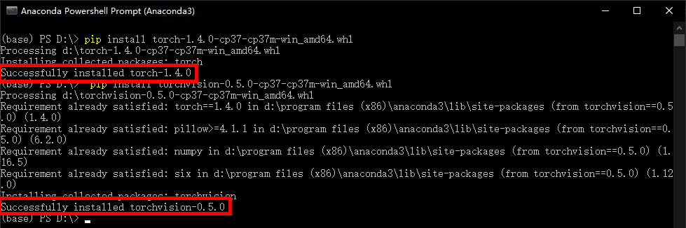 两个包安装成功