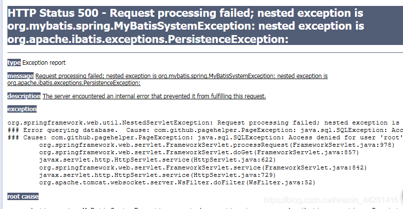 HTTP Status 500 - Request processing failed; nested exception is org ...