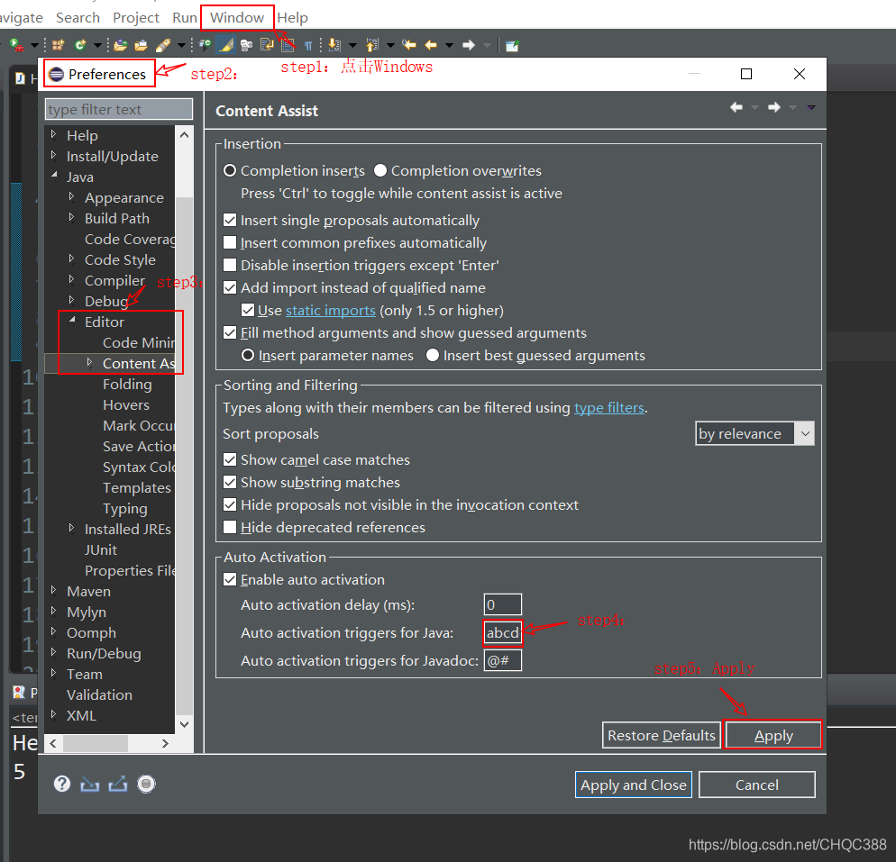 Eclipse设置自动代码提示 Szu 黄其才 Csdn博客
