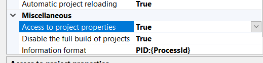 修改access to project properties