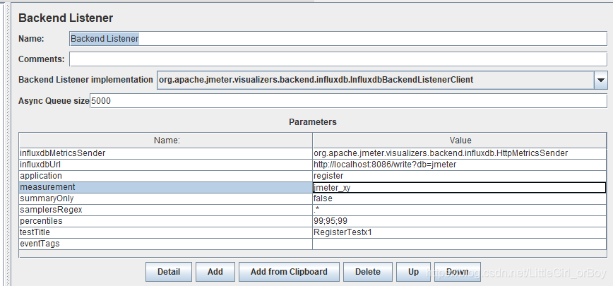 Backend Listener插件输入内容参考