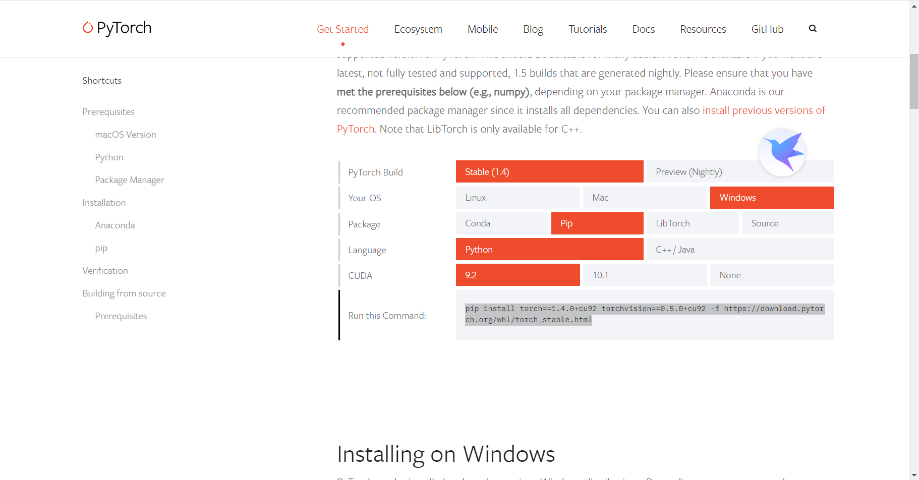 win10 pytorch cuda9.2 pip torch.cuda.is available