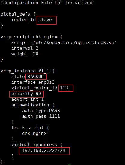 备Nginx服务器Keepalived配置