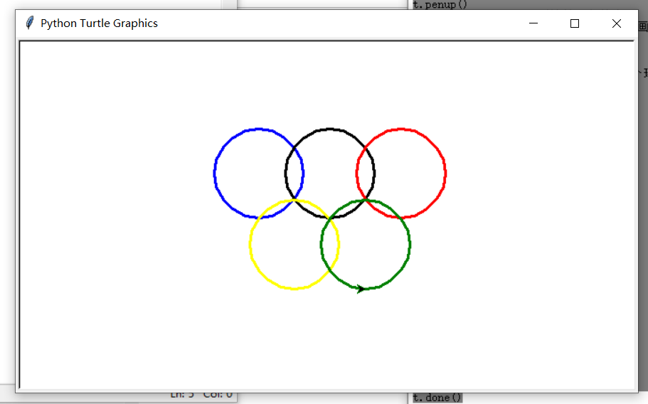 python中使用turtle画奥运五环