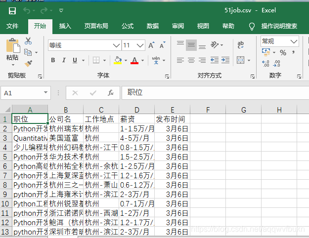 爬虫——Python 爬取51job 职位信息